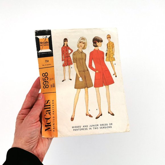 Late 60s Mod Scooter Dress or Pantdress McCalls Sewing Pattern 8958 Bust 31 - Picture 6 of 12